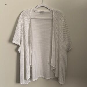 Avenue White Open-Front Knit Cardigan